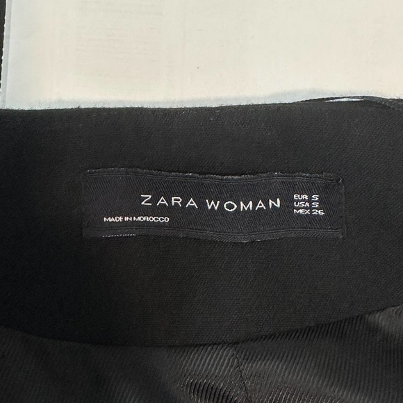 ZARA Bell Sleeve Collarless Coat Long Black Jacket - Picture 10 of 12